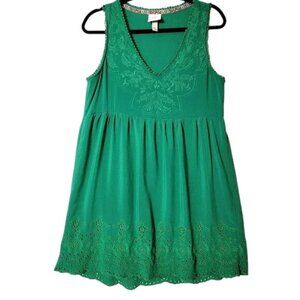 Knox Rose Womens' Dress SzM Sleeveless Lined Embroidered Eyelet Kelly Green